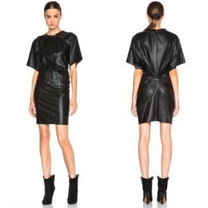 Isabel Marant Etoile Faux Leather Jadis Dress Short Sleeve Mini Eco Vegan 40 / 8